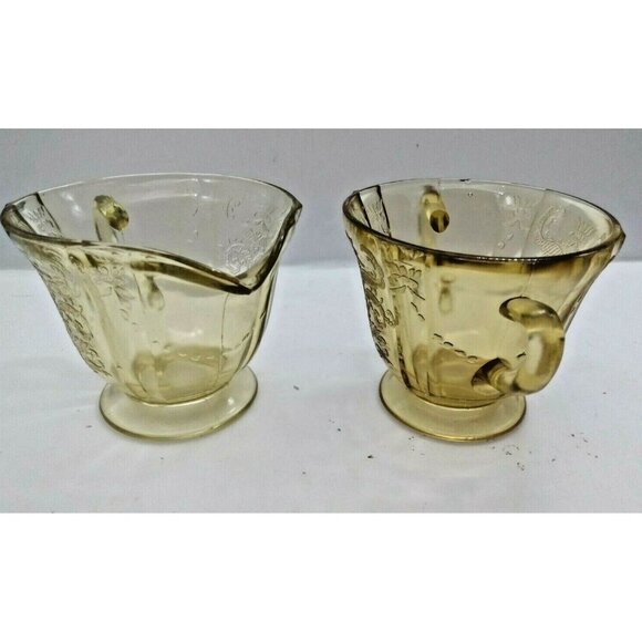 Federal Glass Co. Depression Yellow Glass Creamer & Sugar Bowl 1932-1939 - Picture 11 of 11